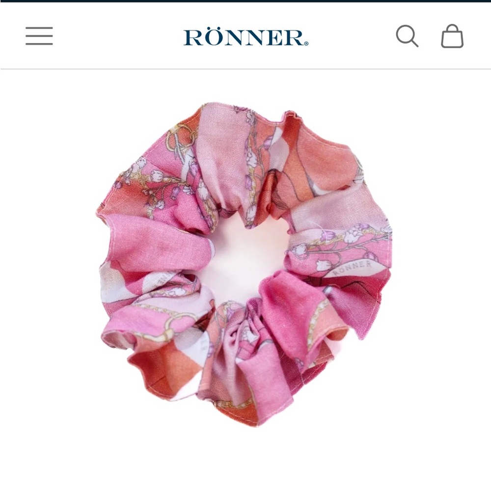 NEW Rönner Linen Pink Horse Scrunchie (never used)